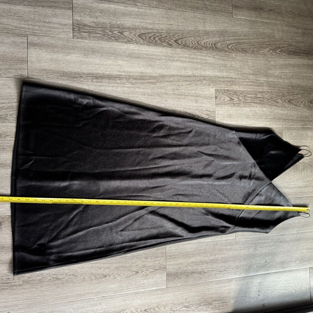 VINCE Black Satin V-Neck Midi Slip Dress Sz M Quiet Luxury Minimalist MSRP $295 - Picture 15 of 16